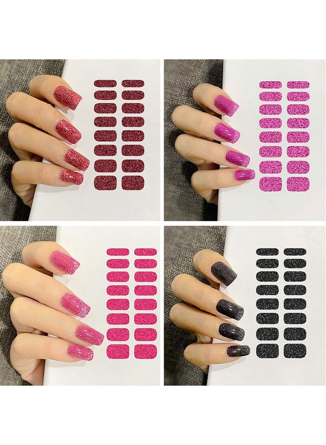 12 Sheets Glitter Nail Wraps Nail Polish Strips Solid Color Nail Polish Stickers Shine Full Wrap Nail Polish Decals Self Adhesive Nail Art Polish Stickers For Women Girls Manicure Tips Art
