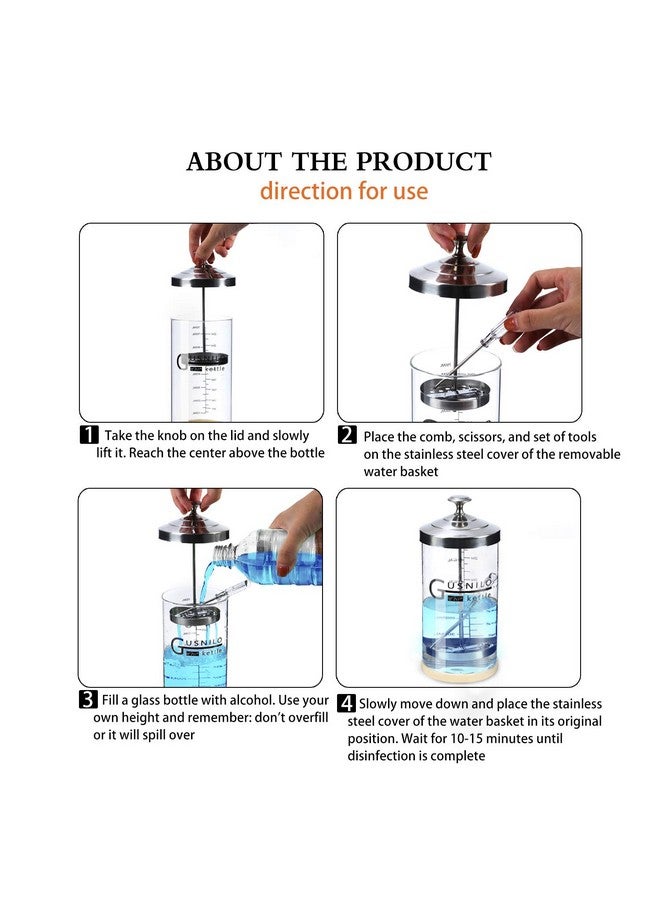 Barbicide Jar 30 Oz With Stainless Steel Tray Barber Sanitizing Jar Salon Disinfectant Jar For Nail Tools Hair Salonspa