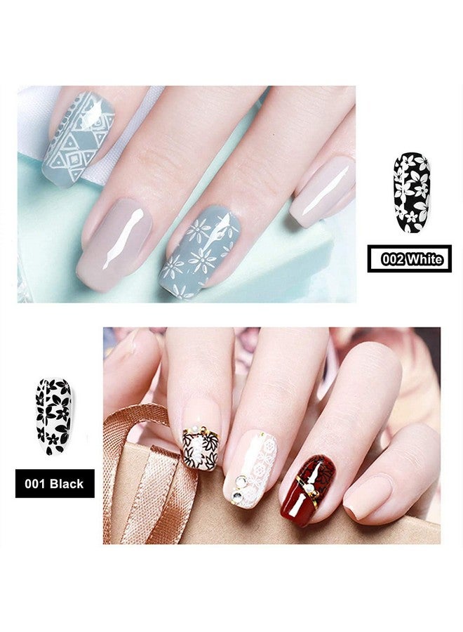 Black & White Nail Stamping Gel Polish Set 2Pcs Nail Art Stamping Gel 8Ml Printing For Nail Plate Nail Template Stamping