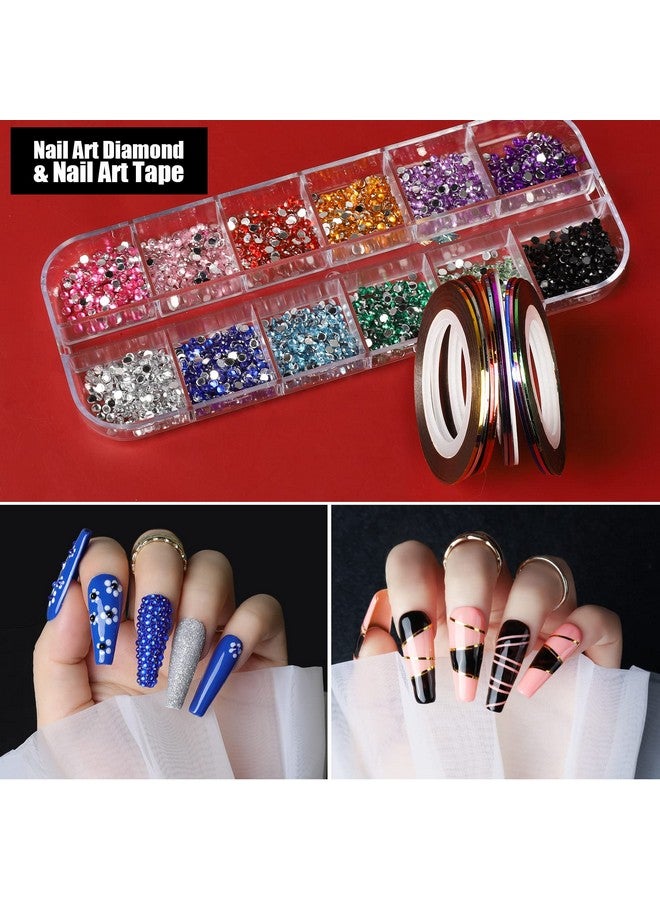 Nail Art Kit With Butterfly Nail Stickers Nail Art Brushes Set For Beginners With Fine Glitter Nail Design Kit Nail Dotting Tools Rhinestones For Nails