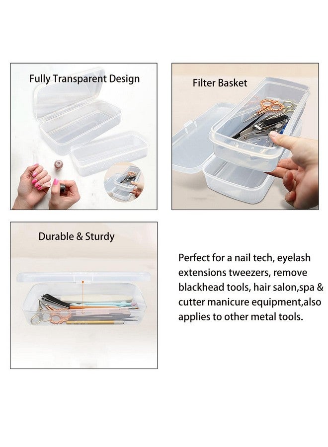 Nail Tool Sterilizer Box Fully Transparent Plastic Sterilization Tray Nail Art Sterilizing Clean Tool Sterilizer Box Storage Organizer For Tweezerhair Cutter Manicure Tool
