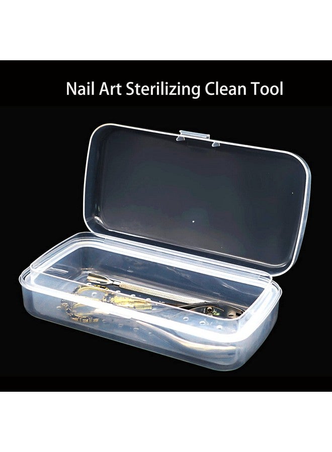 Nail Tool Sterilizer Box Fully Transparent Plastic Sterilization Tray Nail Art Sterilizing Clean Tool Sterilizer Box Storage Organizer For Tweezerhair Cutter Manicure Tool