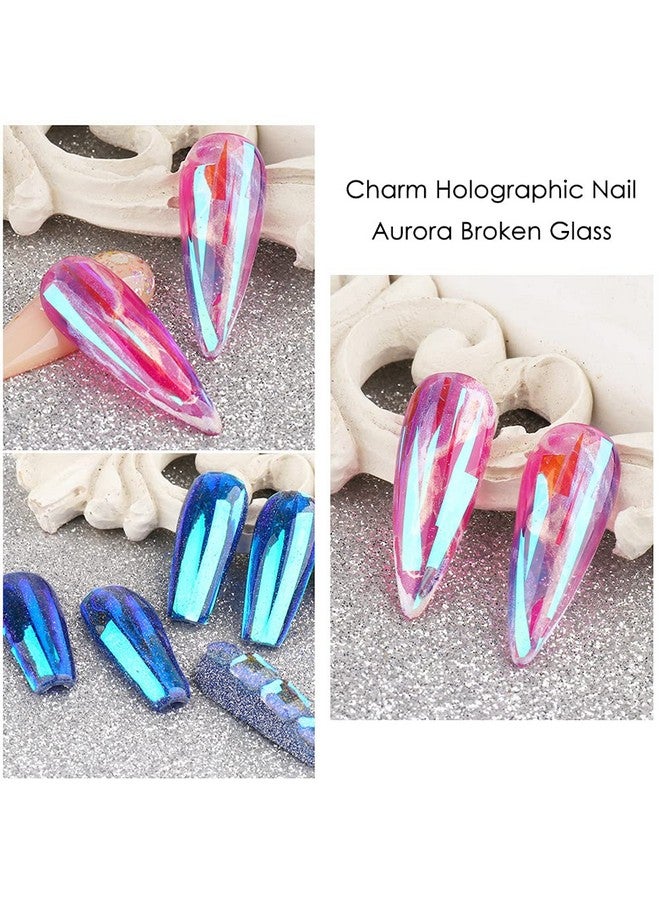 Aurora Nail Foil Transfer Stickersnail Art Supplies Holographic Aurora Glass Gradient Rainbow Color Decals Cellophane Mermaid Mirror Colorful Design French Designer Manicure Decorations 8 Pcs