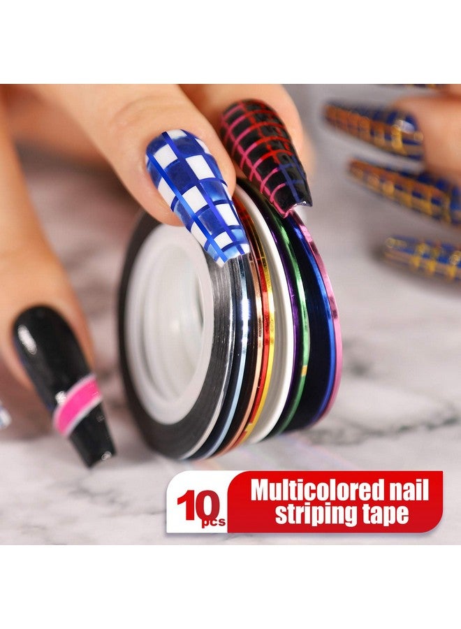 Nail Pen Designerstamp Nail Art Tool With 15Pcs Nail Painting Brushes Nail Dotting Tool Nail Foil Manicure Tape Color Rhinestones For Nailsblack