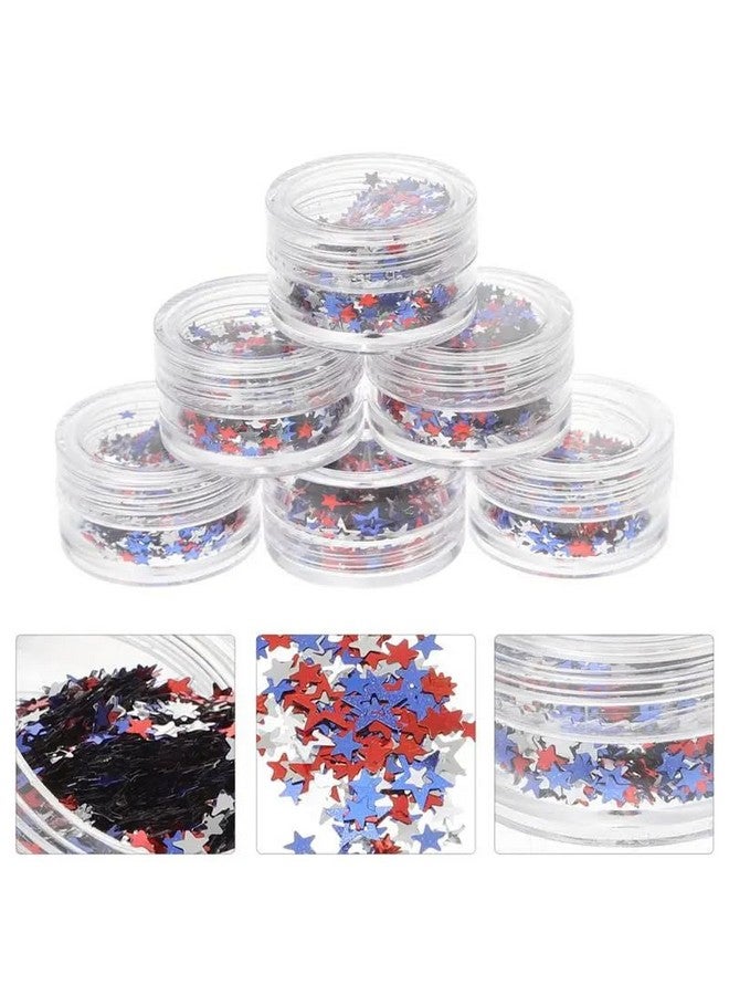 6 Boxes Independence Day Star Glitter 4Th Of July Nail Art Sequins Holographic Nail Decals Mixed Star Hollow Hexagon Circles Confetti Shaped For Women Girls Face Body Diy Nail Decoration