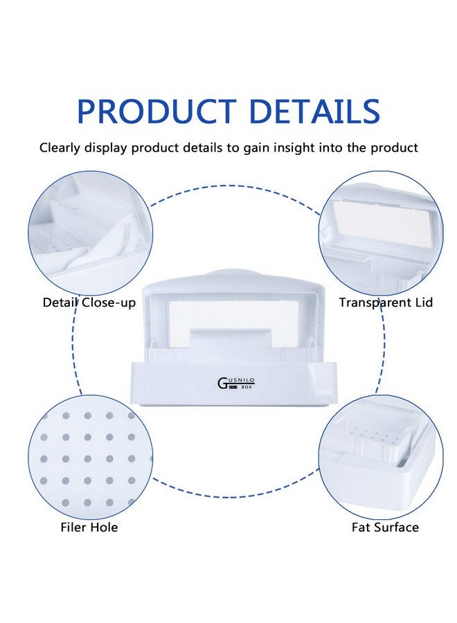 Sanitizing Tray Disinfectant Container Nail Tool Sterilizer Box Plastic Sanitizing Box For Nail Tools Hair Salonspa (Clear Lid White)
