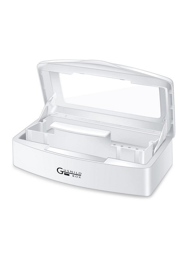 Sanitizing Tray Disinfectant Container Nail Tool Sterilizer Box Plastic Sanitizing Box For Nail Tools Hair Salonspa (Clear Lid White)