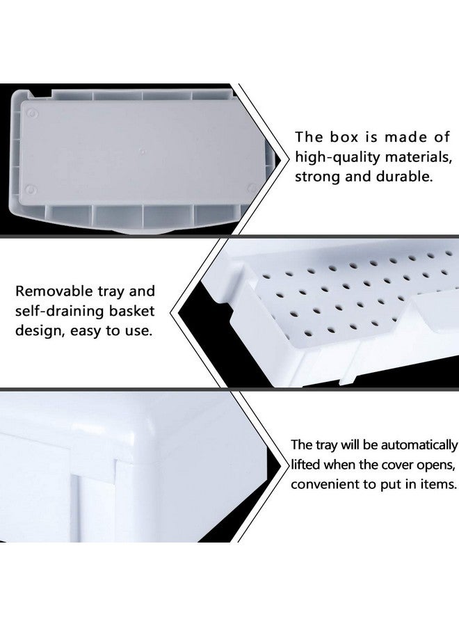 Sanitizing Tray Disinfectant Container Nail Tool Sterilizer Box Plastic Sanitizing Box For Nail Tools Hair Salonspa (Clear Lid White)