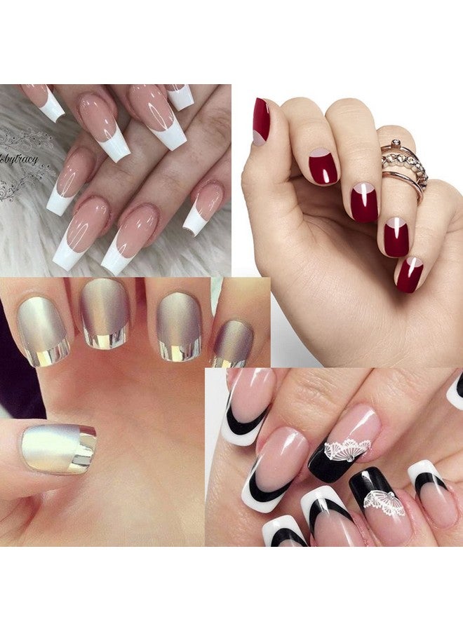 36 Sheets 1368 Pieces French Manicure Nail Art Stickers 3 Designs Selfadhesive Nail Tips Guides For Diy Decoration Stencil Tools (3 Moon Shape Design 36 Sheets)