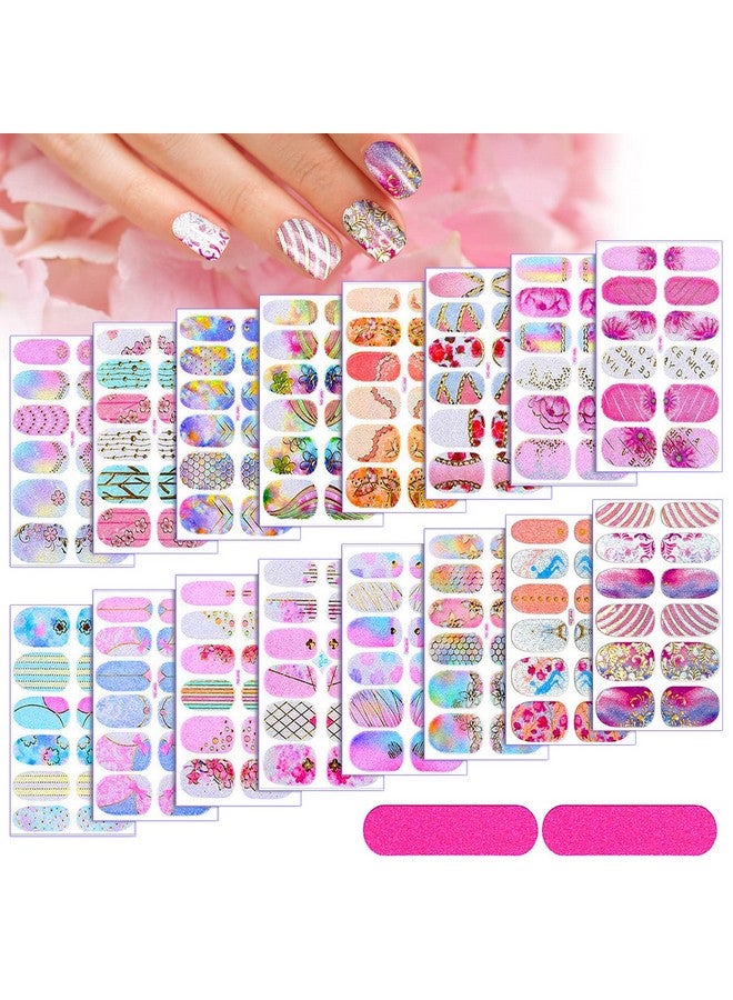 16 Sheets Full Wrap Gradient Nail Polish Stickers Selfadhesive Nail Art Decal Strips Full Cover Nail Art Stickers With 2 Pieces Nail Files For Women Girls Diy Nail Art Decoration (Natural Style)