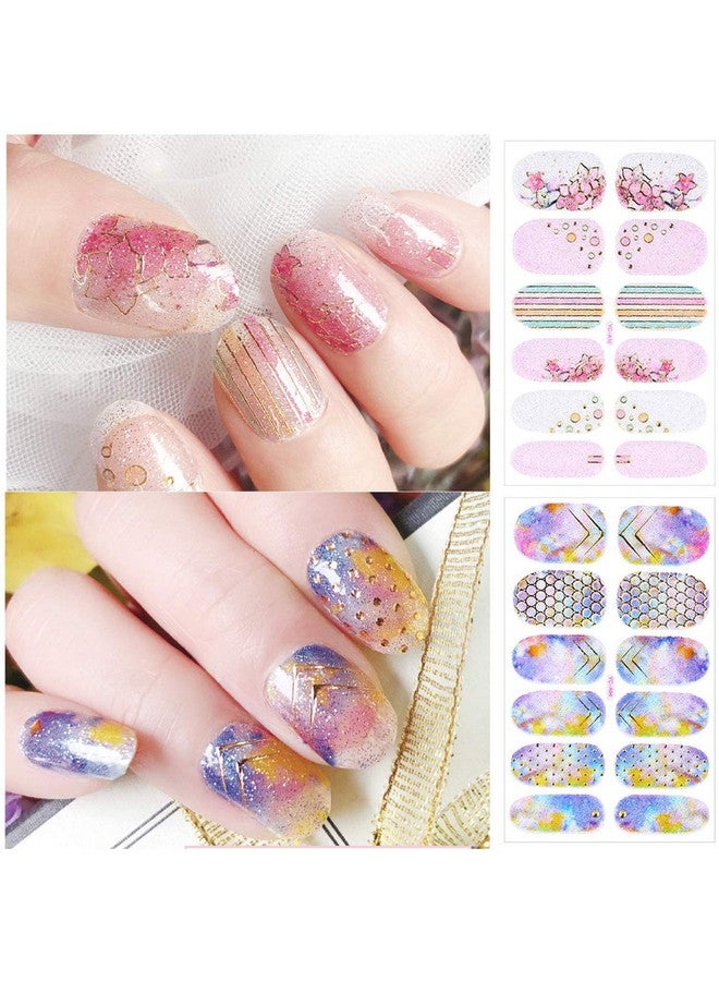 16 Sheets Full Wrap Gradient Nail Polish Stickers Selfadhesive Nail Art Decal Strips Full Cover Nail Art Stickers With 2 Pieces Nail Files For Women Girls Diy Nail Art Decoration (Natural Style)
