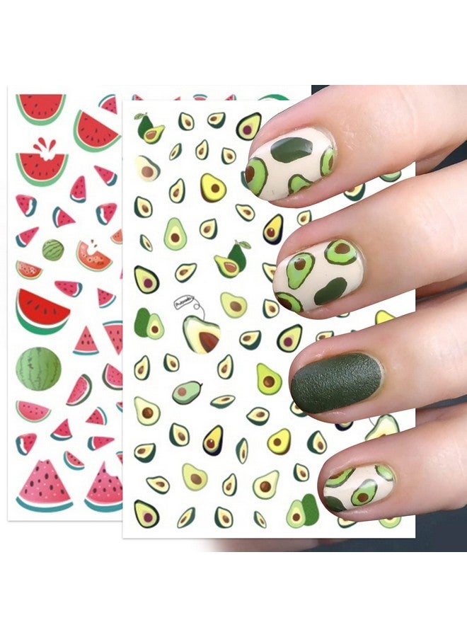 10 Sheets Strawberry Nail Art Stickers Decals Selfadhesive Cute Fruits Strawberry Watermelon Avocado Cherry Nail Decoration Accessories For Little Girls Kids