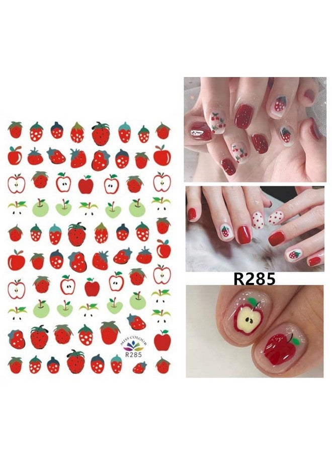 10 Sheets Strawberry Nail Art Stickers Decals Selfadhesive Cute Fruits Strawberry Watermelon Avocado Cherry Nail Decoration Accessories For Little Girls Kids