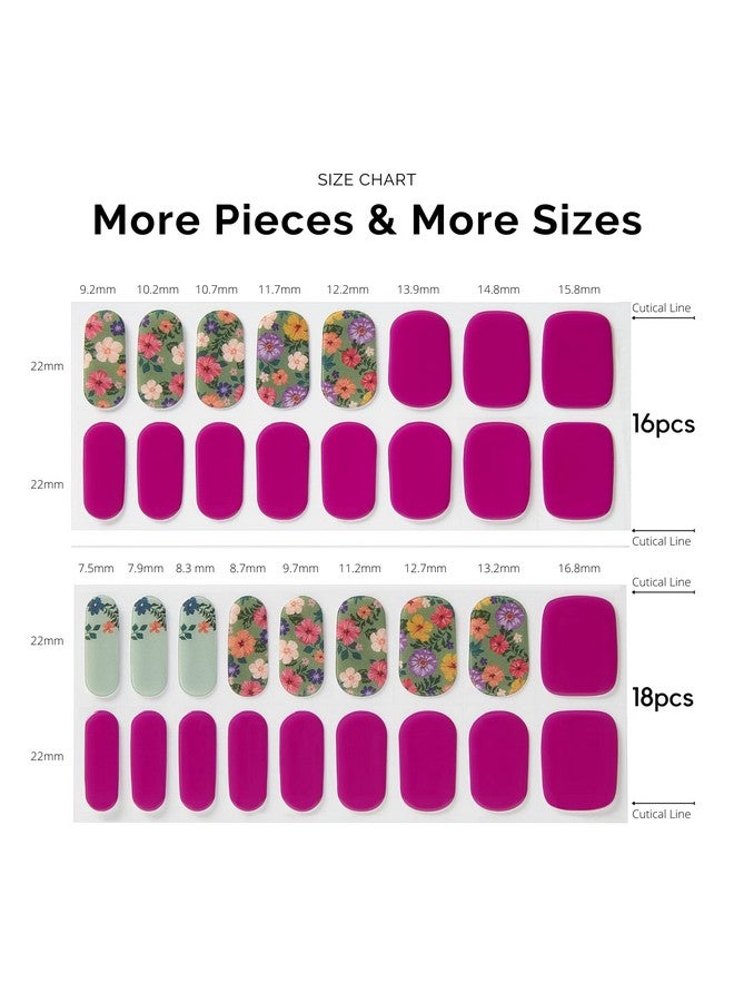 Semi Cured Gel Nail Strips 34 Pcs Long Lasting Nail Polish Sticker Wraps With Glossy Gel Finish Retro Jungle
