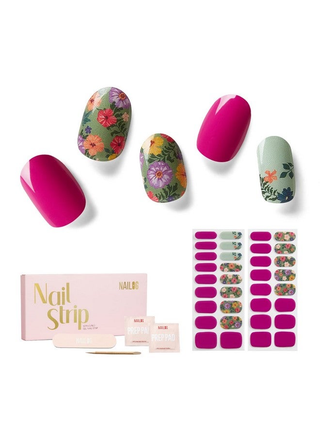 Semi Cured Gel Nail Strips 34 Pcs Long Lasting Nail Polish Sticker Wraps With Glossy Gel Finish Retro Jungle