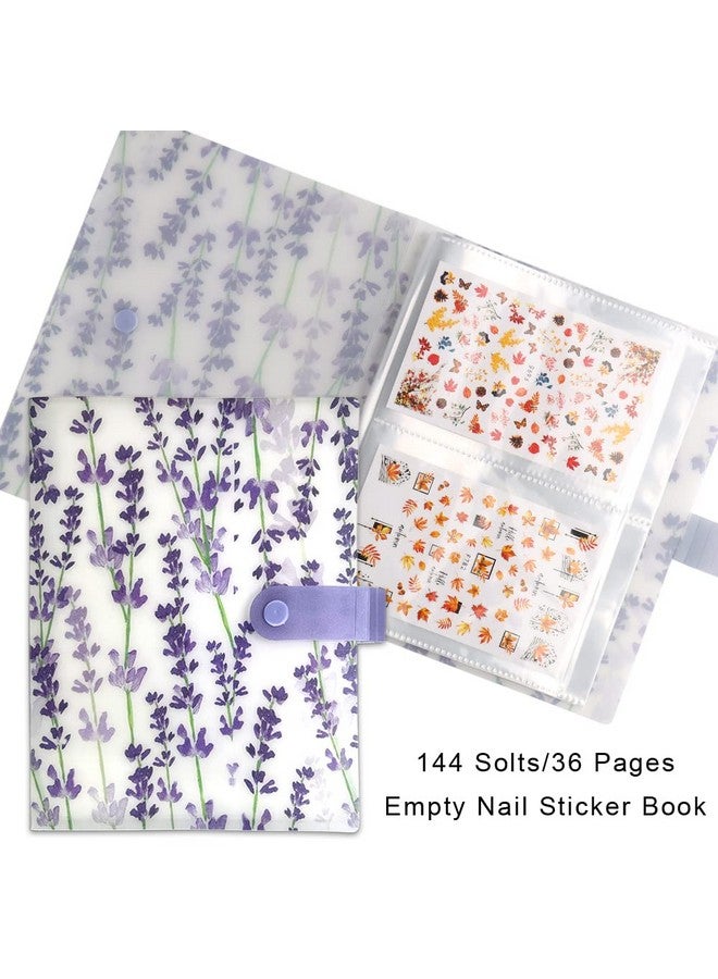 144 Slots Wisteria Flower Nail Art Sticker Storage Book Nail Art Decals Collecting Album Empty Display Book Collecting Holder Binder Book Plastic Diy Design Tools For Nail Art Sticker
