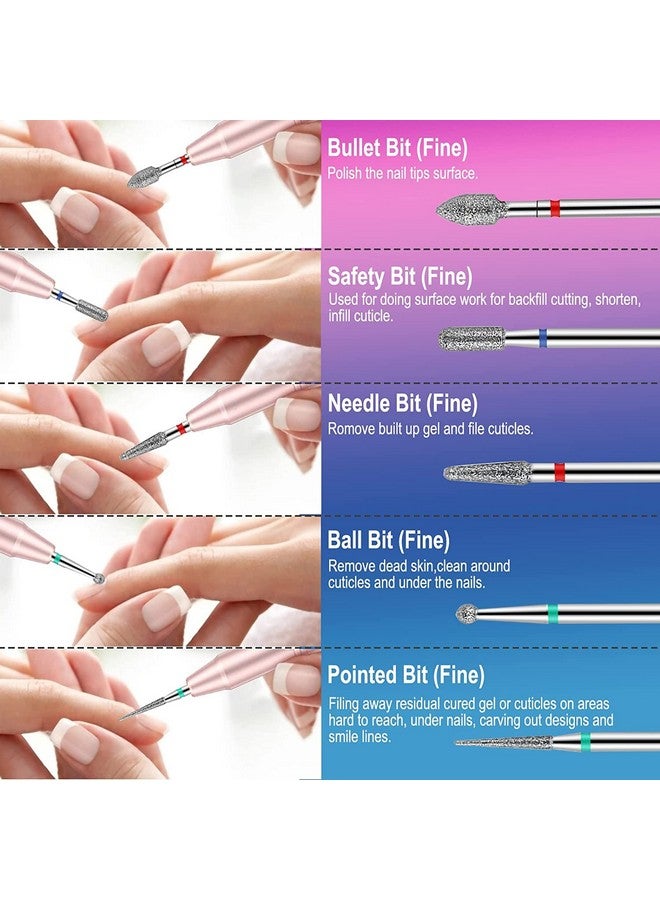 25Pcs Nail Drill Bits Set With Portable Nail Drill Bit Holder 332 Inch Nail Drill Bits For Acrylic Nails Ceramic Diamond Carbide Cuticle Efile Remover Bits For Home Salon Acrylic Gel Nail Polish