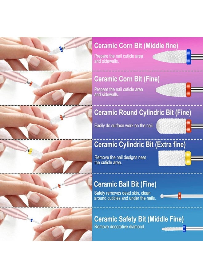 25Pcs Nail Drill Bits Set With Portable Nail Drill Bit Holder 332 Inch Nail Drill Bits For Acrylic Nails Ceramic Diamond Carbide Cuticle Efile Remover Bits For Home Salon Acrylic Gel Nail Polish
