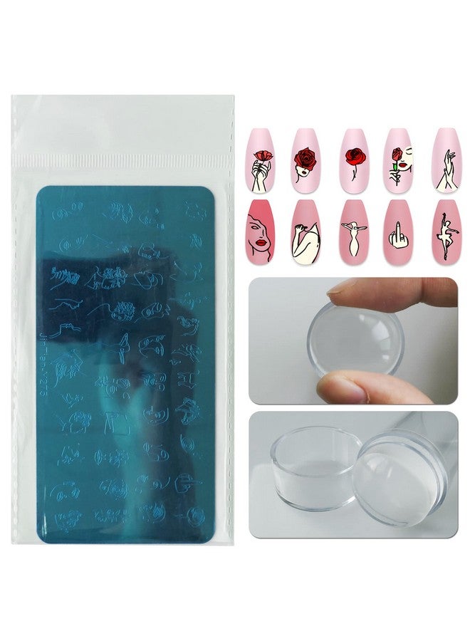 Nail Stamper Kit 6Pcs Nail Stamping Plate Flower Butterfly Fish Shell Leaves Geometry Image Template Stamper Plate With Clear Silicone Nail Stamper And Scraper Manicure Stencils Tools