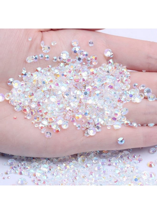 Mixed 1000Pcs 26Mm Transparent Ab Resin Nail Rhinestones 3D Non Hotfix Glitter Round Flatback Nail Stones Strass Gems Diamonds Diy Nail Art Decoration (27 Transparent Ab)