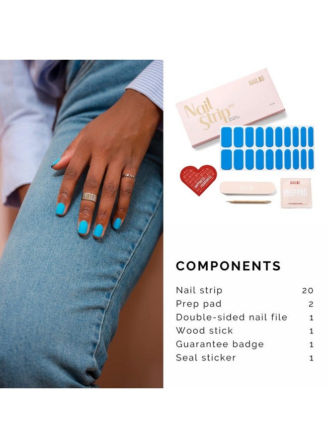 Semi Cured Gel Nail Strips (20 Extra Long Stickerswraps) Glossy & Long Lasting Soft Gel Finishing Butterfly Blue