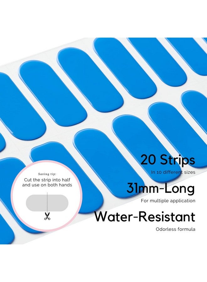 Semi Cured Gel Nail Strips (20 Extra Long Stickerswraps) Glossy & Long Lasting Soft Gel Finishing Butterfly Blue