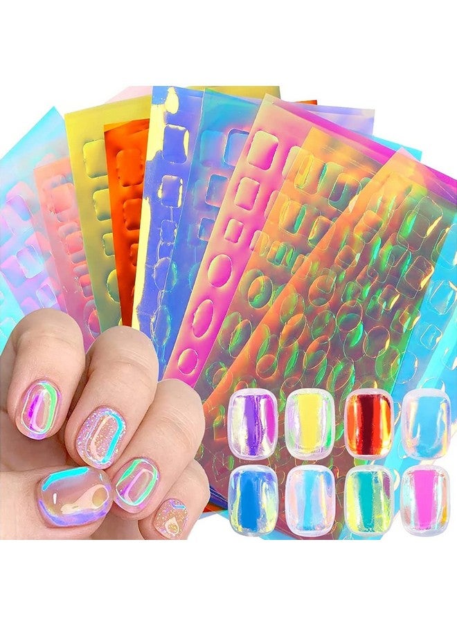 11 Sheets Aurora Nail Foil Laser Nail Stickers Glass Paper Nail Art Stickers Iridescent Cellophane Nail Designs Stickers Holographic Film 3D Nail Decoration For Women Kids