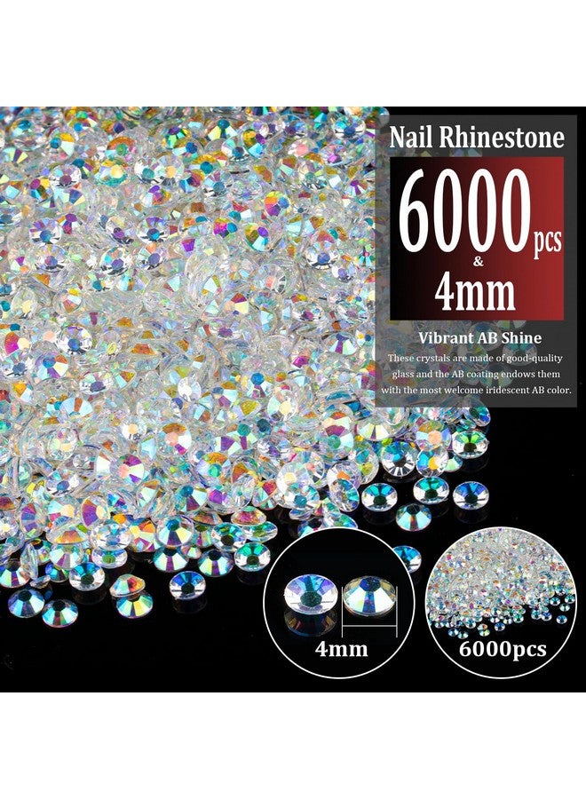 6000Pcs 4Mm Resin Rhinestones Bulk Transparent Ab Flatback Round Jelly Rhinestones Bedazzling Non Hotfix Crystal Gems Large Quantity Wholesale For Diy Crafts Clothes Tumblers Face Makeup Manicure