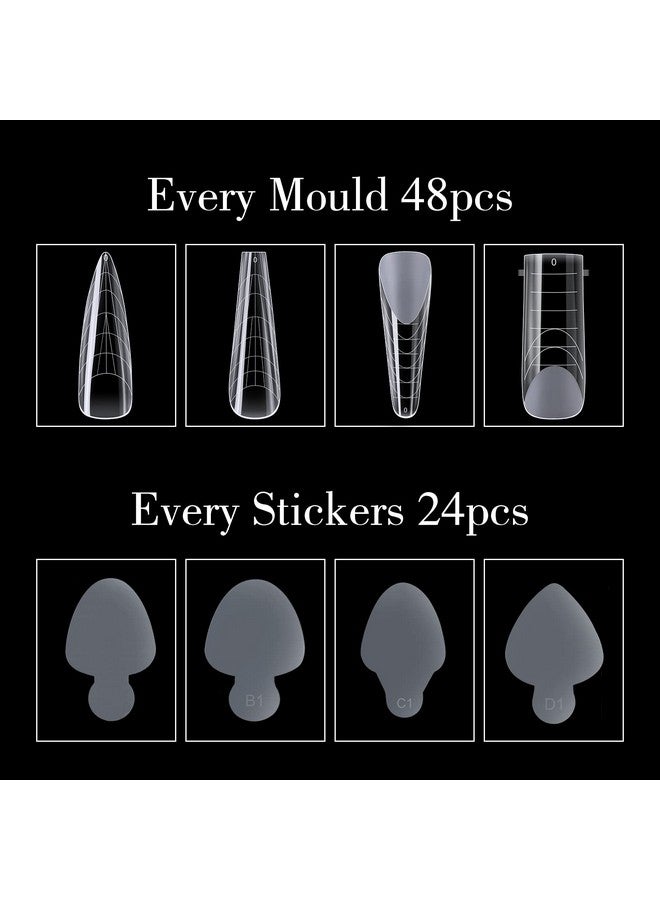 288Pcs Dual Nail Form With French Silicone Sticker Reusable Dual System Mold Kit For Nail French Line Guides Manicure Tool
