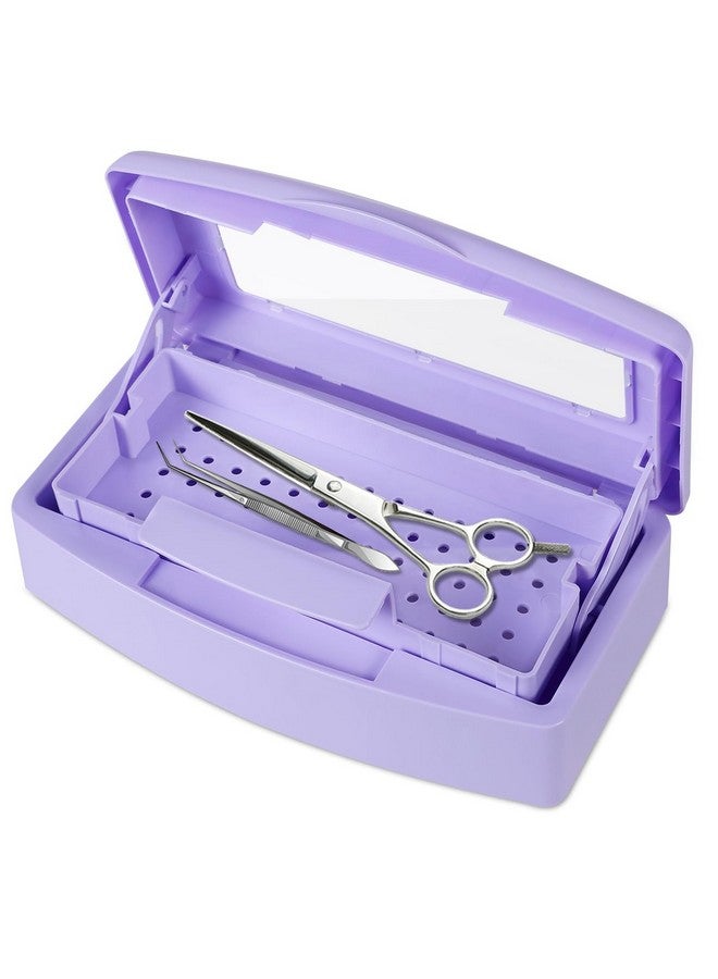 Nail Tool Sterilizer Box Barbicide Disinfectant Jar Plastic Disinfectant Container Suitable For Nail Tools Hair Salons Beauty Centers And Manicure And Nail Equipment(Purple)