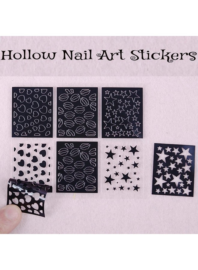 Nail Stencils For Nail Art Reusablenail Vinyl Stencils Sticker 144 Pieces 72 Designshollow Diy Manicure Decoration Decals French Tip Nail Guides Supplies（24 Sheets）.