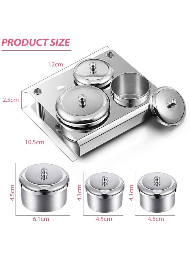 3 Pieces Acrylic Liquid Container Stainless Steel Acrylic Liquid Powder Cup Stainless Steel Nail Powder Holder Container With Lids For Nail Design Tools