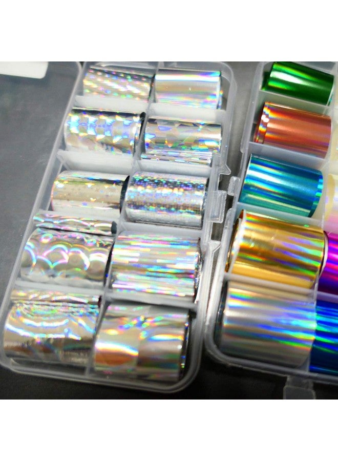 30 Roll Holographic Transfer Nail Foil Sticker Silver Laser Nail Decals 10 Roll Nails Strip Tape For Nails Art Design Decoration