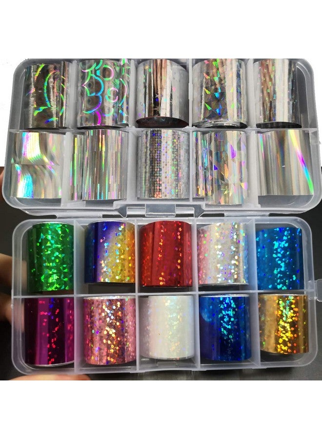 30 Roll Holographic Transfer Nail Foil Sticker Silver Laser Nail Decals 10 Roll Nails Strip Tape For Nails Art Design Decoration