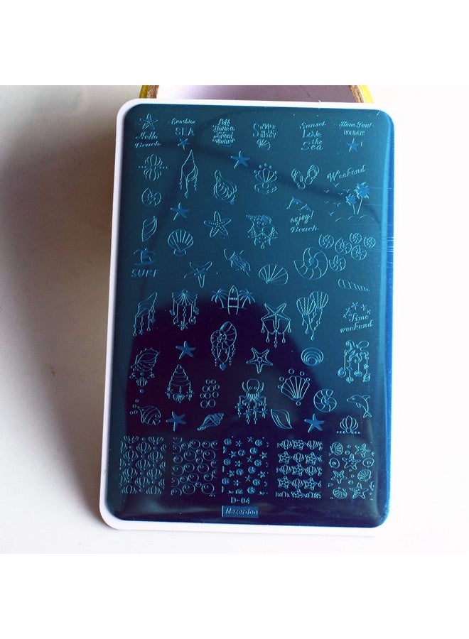 2Pcs Sea Shell Pattern Nail Stamping Plates Geometry Flowers Image Painting Nail Stamper Stencils English Letter Manicure Nail Template 9.5X14.5Cm Moon Star Space Design Nail Stamp Plate Tools