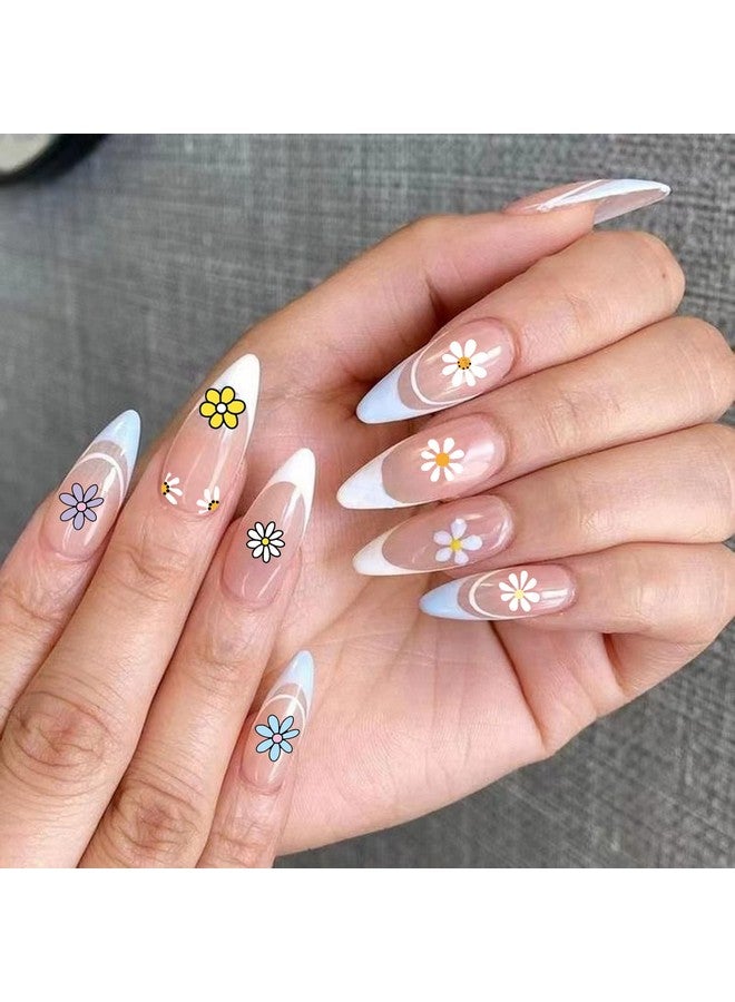 6 Sheets Daisy Nail Art Stickers Charming Flower Chrysanthemum 3D Trendy Design Selfadhesive Spring Nail Art Decals Diy Manicure Decoration Supplies Accessories For Women Girls