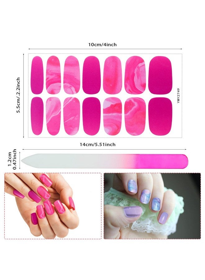 168 Pieces 12 Sheets Full Wrap Nail Polish Stickers Self Adhesive Glitter Gradient Marble Color Nail Decal Strips With Glass Nail File For Women Girls Diy Nail Craft (Lovely Style)