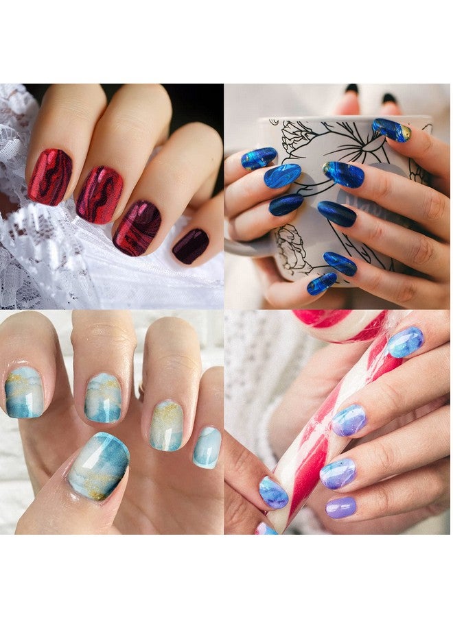 168 Pieces 12 Sheets Full Wrap Nail Polish Stickers Self Adhesive Glitter Gradient Marble Color Nail Decal Strips With Glass Nail File For Women Girls Diy Nail Craft (Lovely Style)