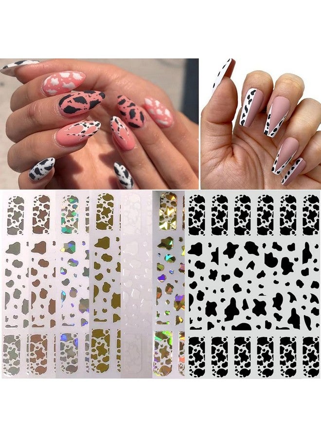 7 Sheets Gold Nail Art Stickersgraffiti Nail Decals 3D Selfadhesive Nail Art Supplies Metal Laser Cow Graffiti Gold Silver Black Nail Art Design Manicure Tips Diy Nail Decorationfor Women Girl Kids