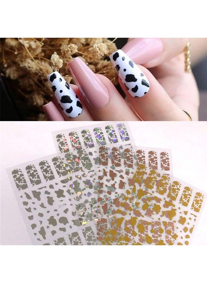7 Sheets Gold Nail Art Stickersgraffiti Nail Decals 3D Selfadhesive Nail Art Supplies Metal Laser Cow Graffiti Gold Silver Black Nail Art Design Manicure Tips Diy Nail Decorationfor Women Girl Kids