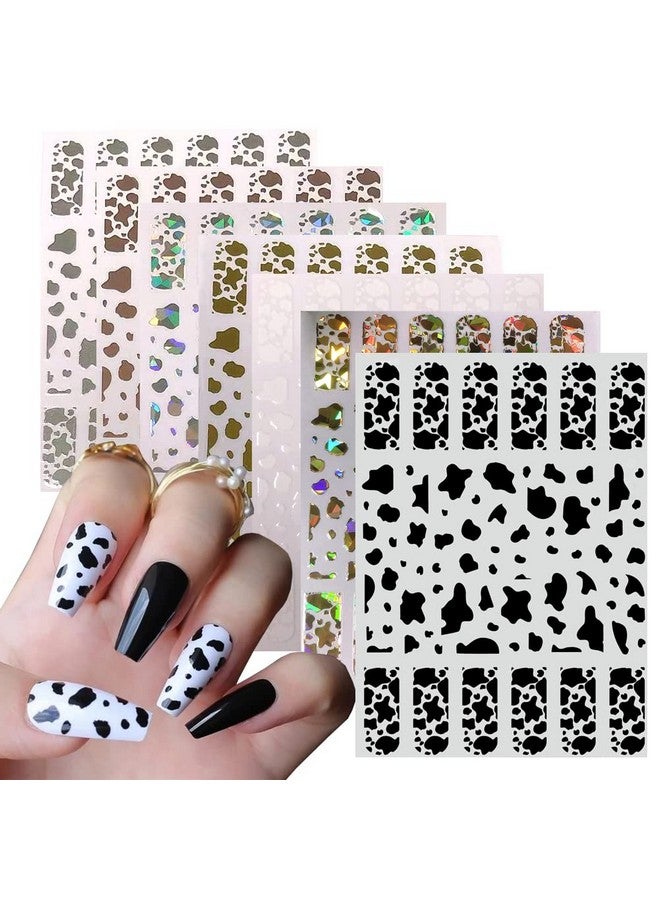 7 Sheets Gold Nail Art Stickersgraffiti Nail Decals 3D Selfadhesive Nail Art Supplies Metal Laser Cow Graffiti Gold Silver Black Nail Art Design Manicure Tips Diy Nail Decorationfor Women Girl Kids