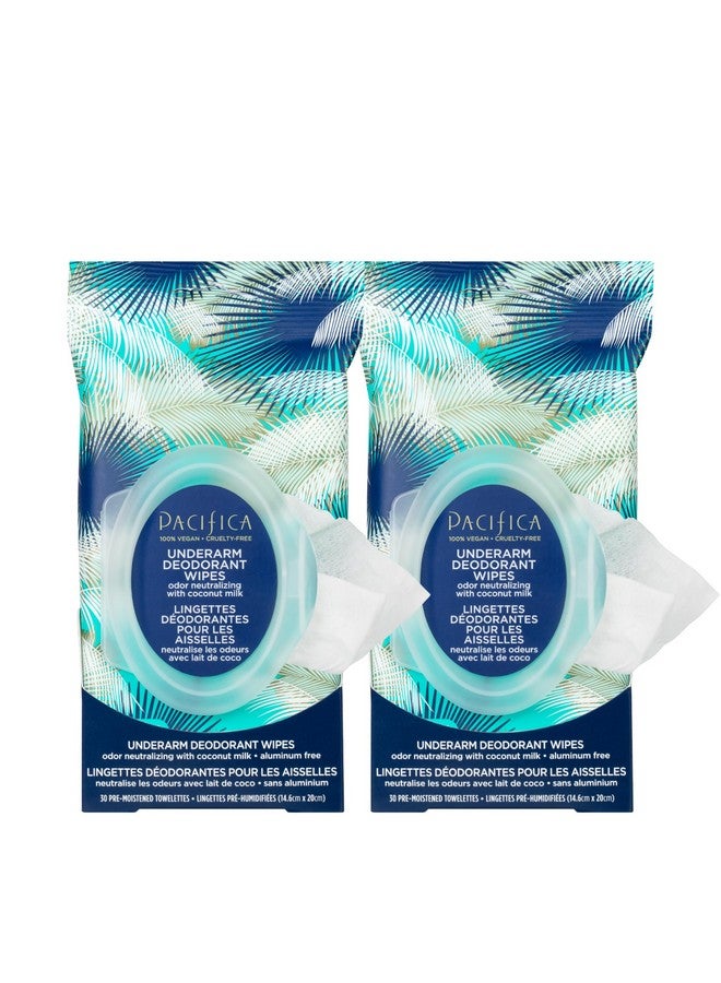 Beauty, Coconut Milk & Essential Oils Underarm Deodorant Wipes, 30 Count (Pack Of 2), Remove Odor Onthego, Aluminum Free, Travel Friendly, Fresh Coconut Scent, 100% Vegan And Cruelty Free