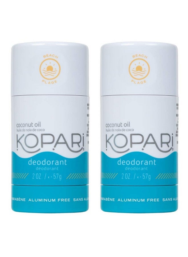 Aluminum Free Deodorant With Organic Coconut Oil | Beach 2 Pack | Vegan Gluten Free Cruelty Free Nontoxic Paraben Free Odor Protection Naturally Derived Plant Based Ingredients | 2.0 Oz