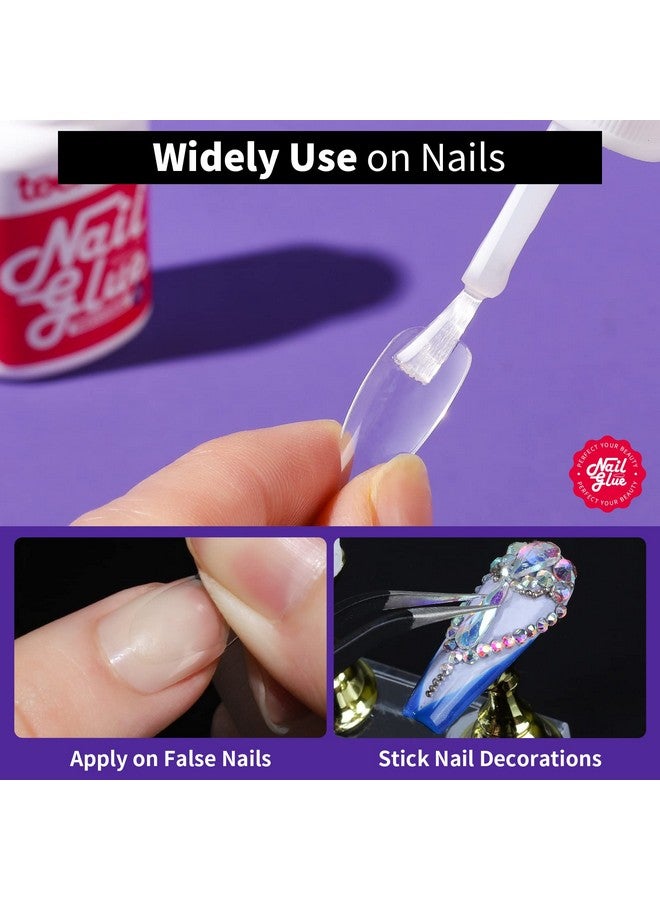 Nail Glue For Press Ons 3 Pack Best Nail Glue For Gel Tips With Nail Files Super Strong Nail Glue For Broken Nail Brush On Nail Glue For Press On Nails
