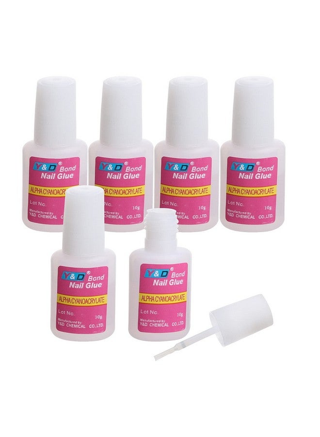 6Pcs Brush On Nail Glue For Acrylic Nail Tips Long Lasting Nail Glue Adhesive Super Bond (10Gpc)