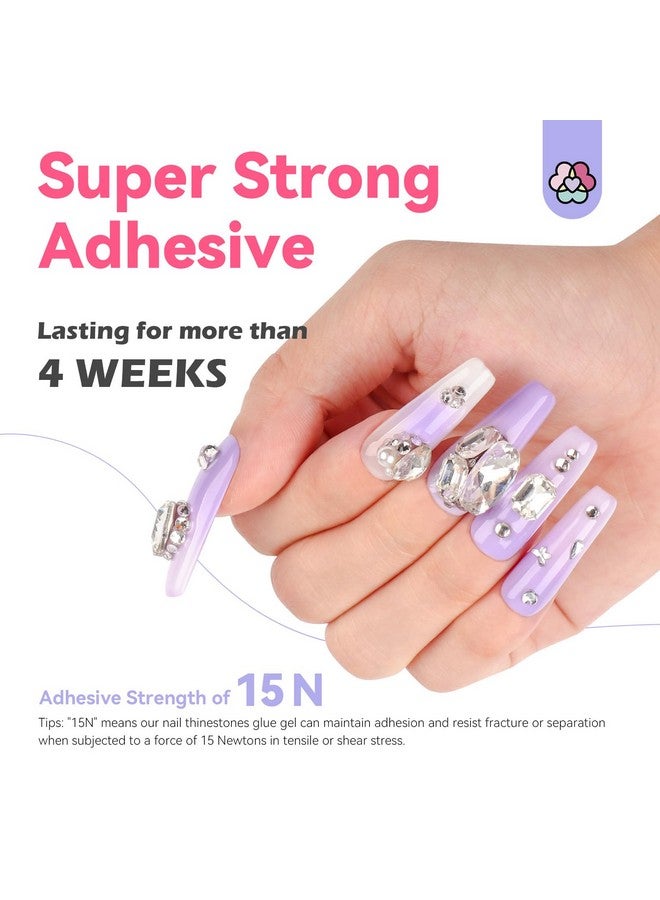 Rhinestone Glue For Nails Super Strong: 30G Nail Glue With Nail Art Tools Nail Gem & Nail Charm Glue With Rhinestone Picker Tool & Tweezers Glue 3D Art Easy Use For Big Decor Cured Need