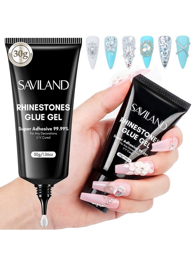 Rhinestone Glue For Nails Super Strong: 30G Nail Glue With Nail Art Tools Nail Gem & Nail Charm Glue With Rhinestone Picker Tool & Tweezers Glue 3D Art Easy Use For Big Decor Cured Need