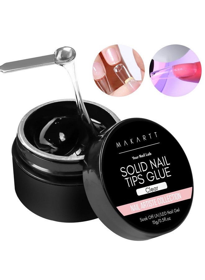 Solid Gel Nail Glue For Nail Tips Clear Solid Nail Glue Gel For Press On Nails Strong Fake Nail Bonding Gel Glue For Acrylic Nails Nonstick Hands Hard Gel For Nail Art Home Salon Diy 15Ml