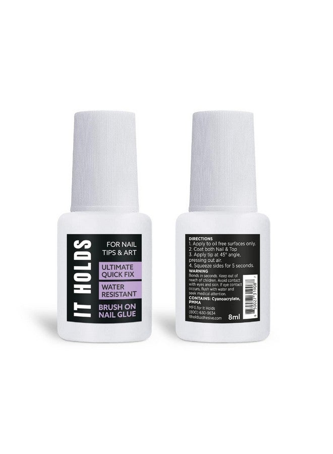 Brush On Nail Glue For Press On Nails 2Pk Extra Strong Nail Glue For Acrylic Nails Waterproof Nail Glue For Fake Nails Long Lasting Nail Glue Professional Nail Glue For Nail Tips (8Ml) (Pack Of 2)
