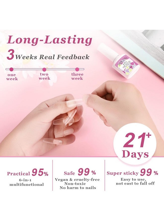 Nail Glue Press On Nails: 6 In 1 Gel X Nail Glue For Acrylic Nails Long Lasting Curing Needed U V Led Hard Solid Gel Extension Glue For False Nailtip Women Gift